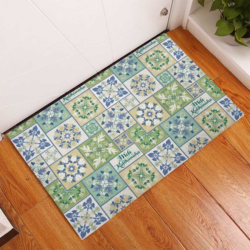 Mele Kalikimaka Hawaii Christmas Rubber Doormat Omaomao Seamless Floral Motif LT9 - Polynesian Pride