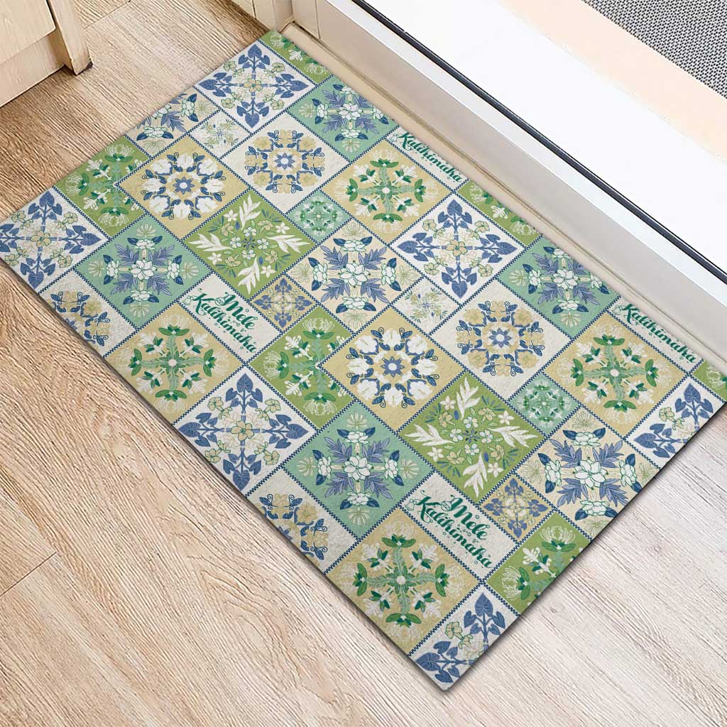 Mele Kalikimaka Hawaii Christmas Rubber Doormat Omaomao Seamless Floral Motif LT9 - Polynesian Pride