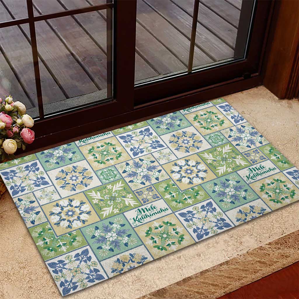 Mele Kalikimaka Hawaii Christmas Rubber Doormat Omaomao Seamless Floral Motif LT9 - Polynesian Pride
