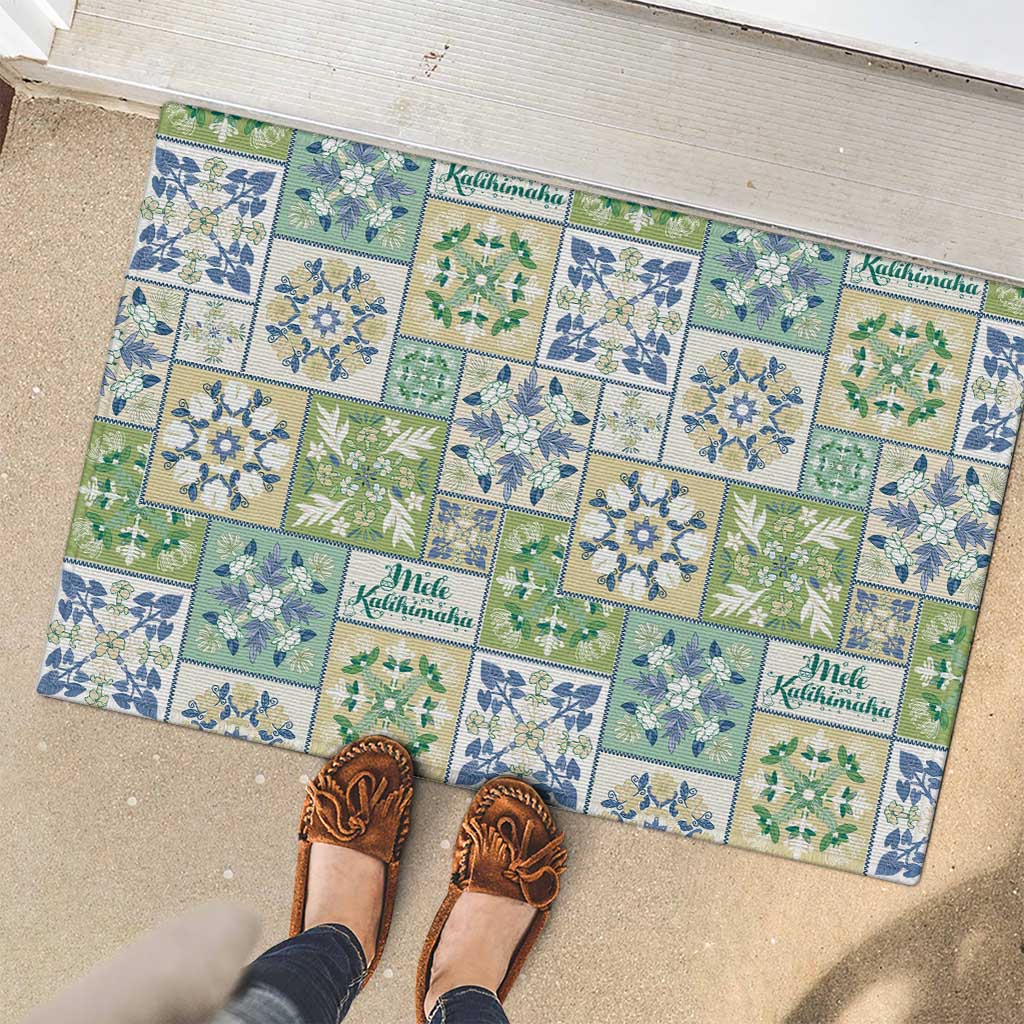 Mele Kalikimaka Hawaii Christmas Rubber Doormat Omaomao Seamless Floral Motif LT9 - Polynesian Pride