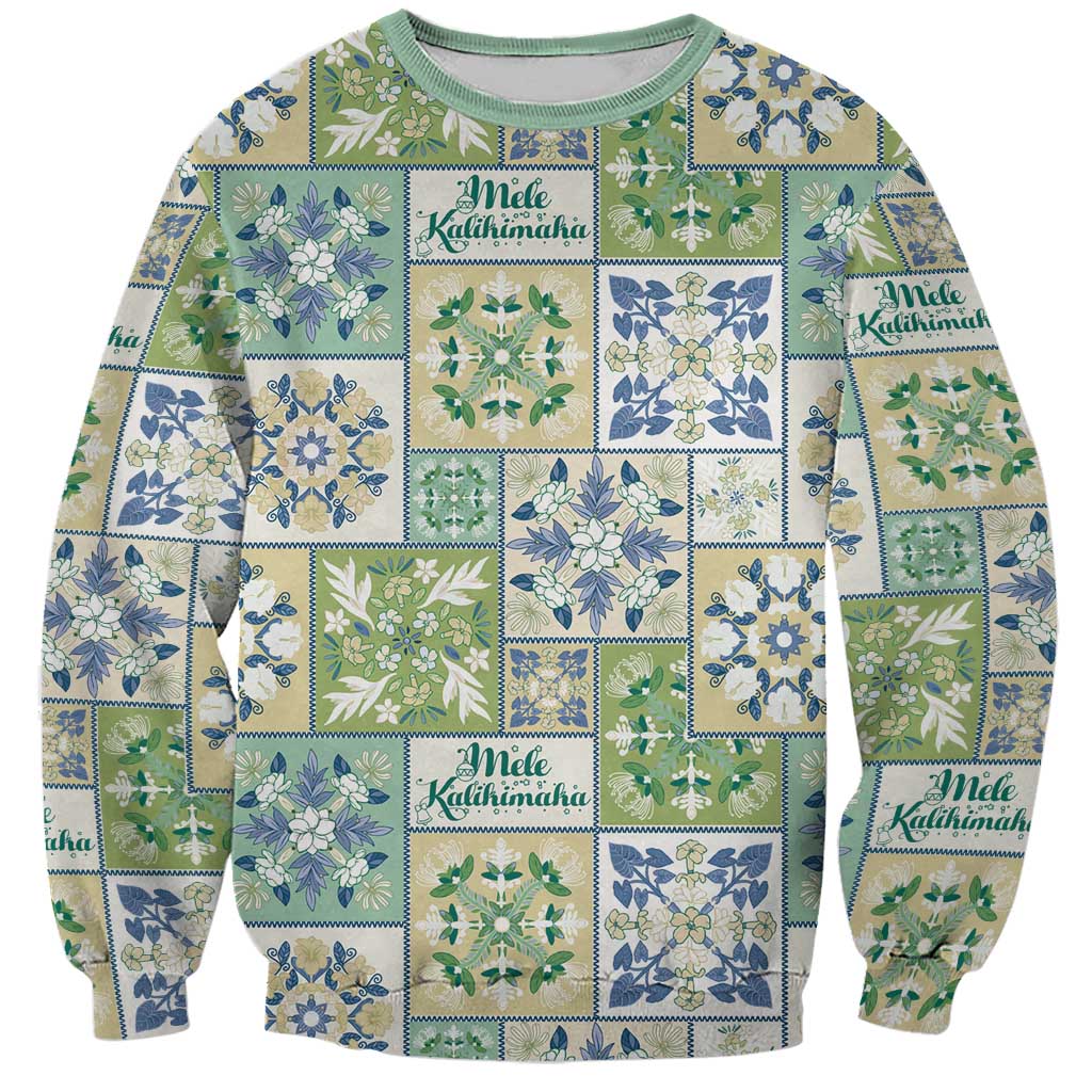 Mele Kalikimaka Hawaii Christmas Sweatshirt Omaomao Seamless Floral Motif LT9 Unisex Green - Polynesian Pride