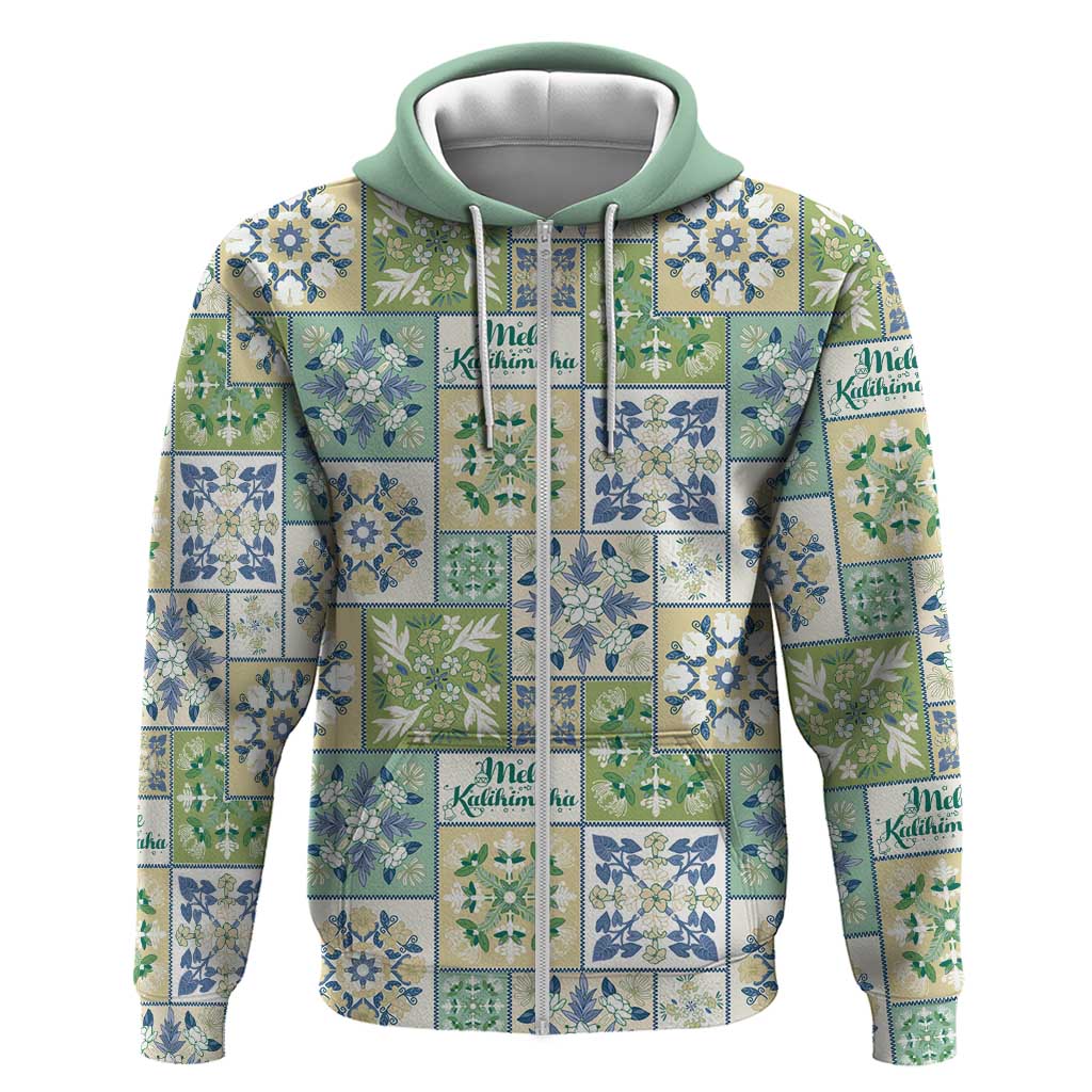 Mele Kalikimaka Hawaii Christmas Zip Hoodie Omaomao Seamless Floral Motif LT9 Zip Hoodie Green - Polynesian Pride