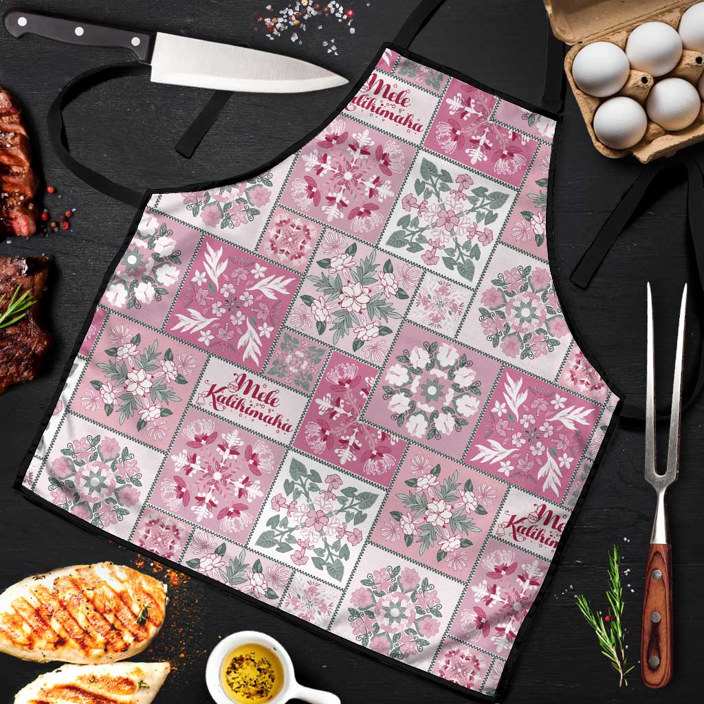 Mele Kalikimaka Hawaii Christmas Apron Akala Seamless Floral Motif LT9 Pink - Polynesian Pride