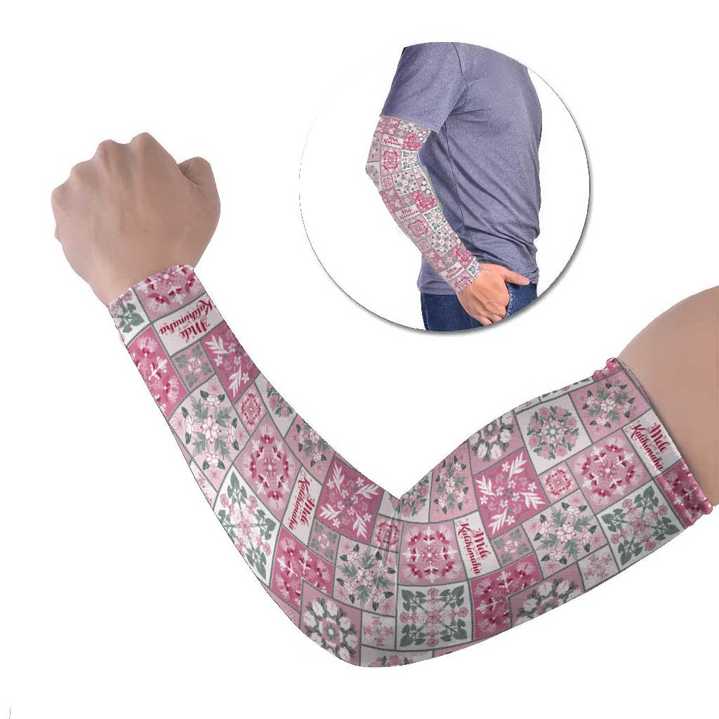 Mele Kalikimaka Hawaii Christmas Arm Sleeves Akala Seamless Floral Motif LT9 Set of 2 Pink - Polynesian Pride