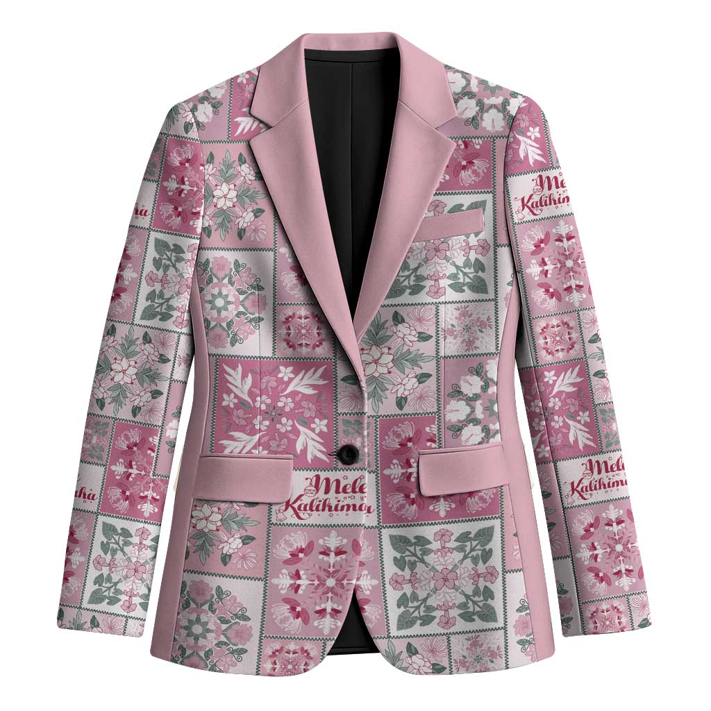 Mele Kalikimaka Hawaii Christmas Blazer Akala Seamless Floral Motif LT9 Unisex Pink - Polynesian Pride