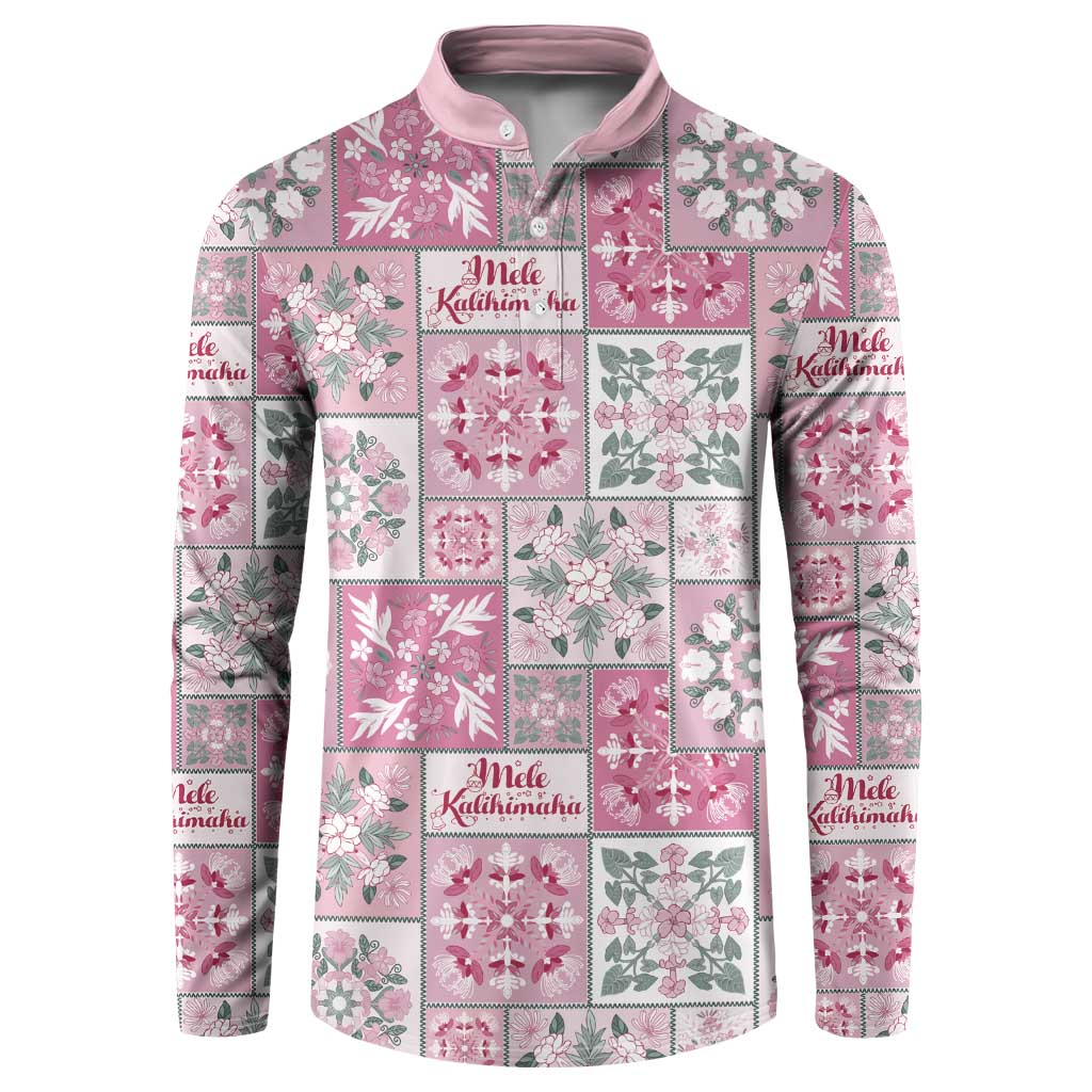 Mele Kalikimaka Hawaii Christmas Button Sweatshirt Akala Seamless Floral Motif LT9 Pink - Polynesian Pride