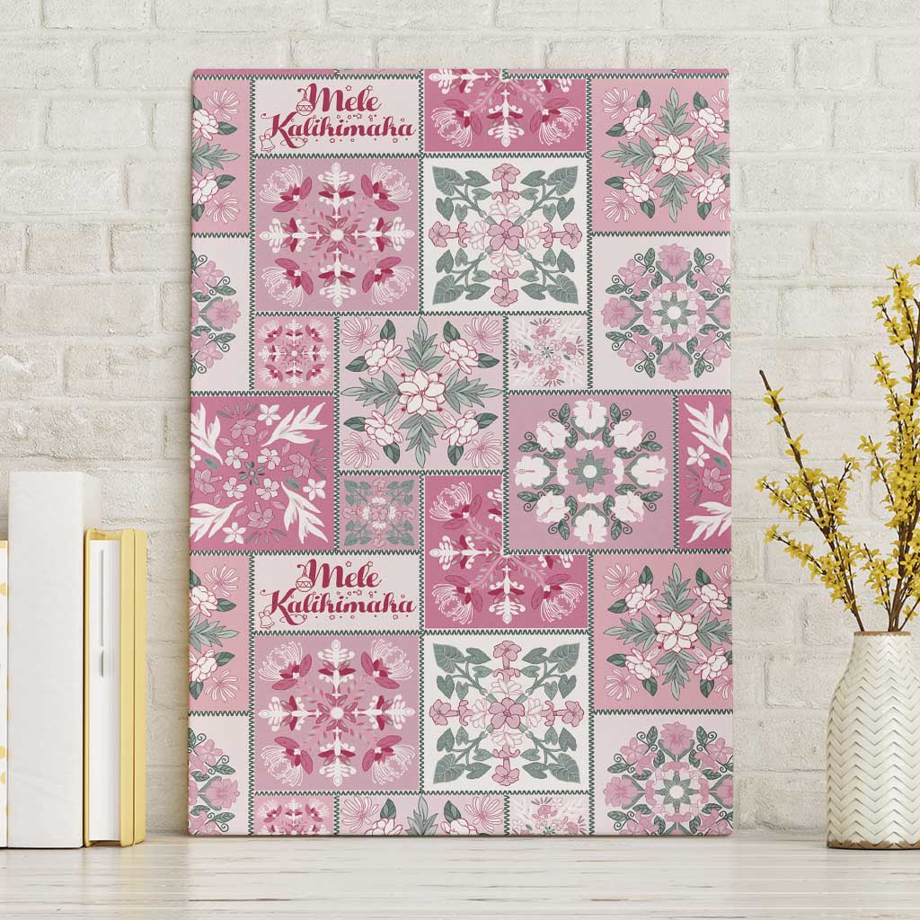 Mele Kalikimaka Hawaii Christmas Canvas Wall Art Akala Seamless Floral Motif LT9 Without Frame Pink - Polynesian Pride