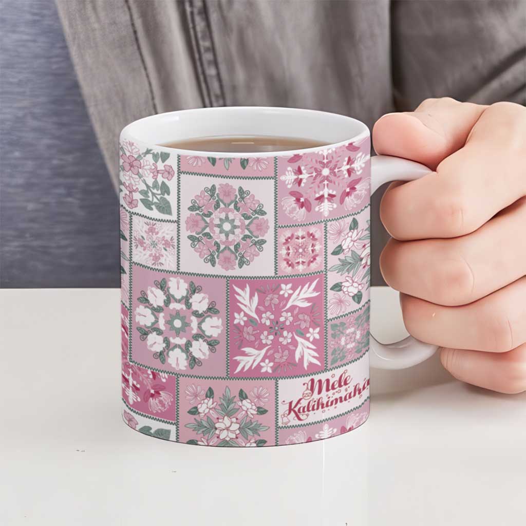 Mele Kalikimaka Hawaii Christmas Ceramic Mug Akala Seamless Floral Motif LT9 - Polynesian Pride