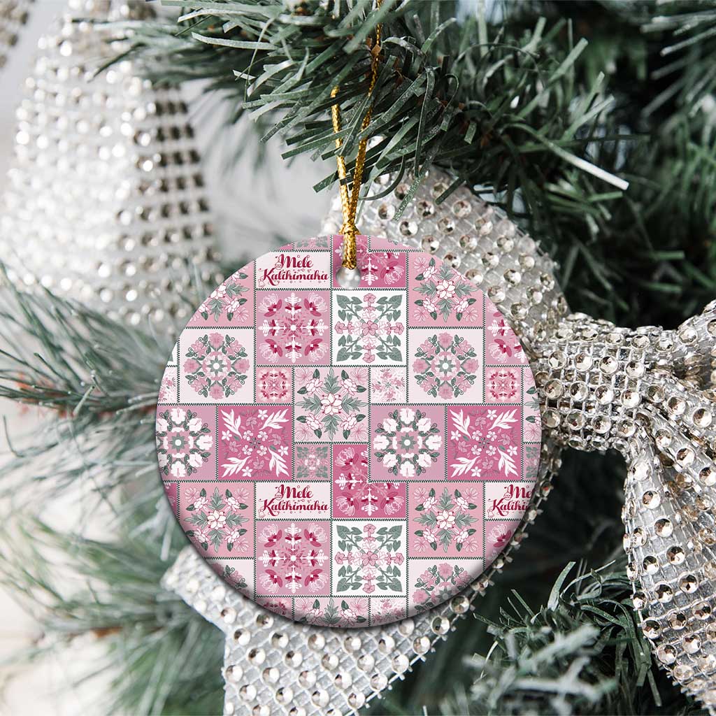 Mele Kalikimaka Hawaii Christmas Ceramic Ornament Akala Seamless Floral Motif LT9 - Polynesian Pride