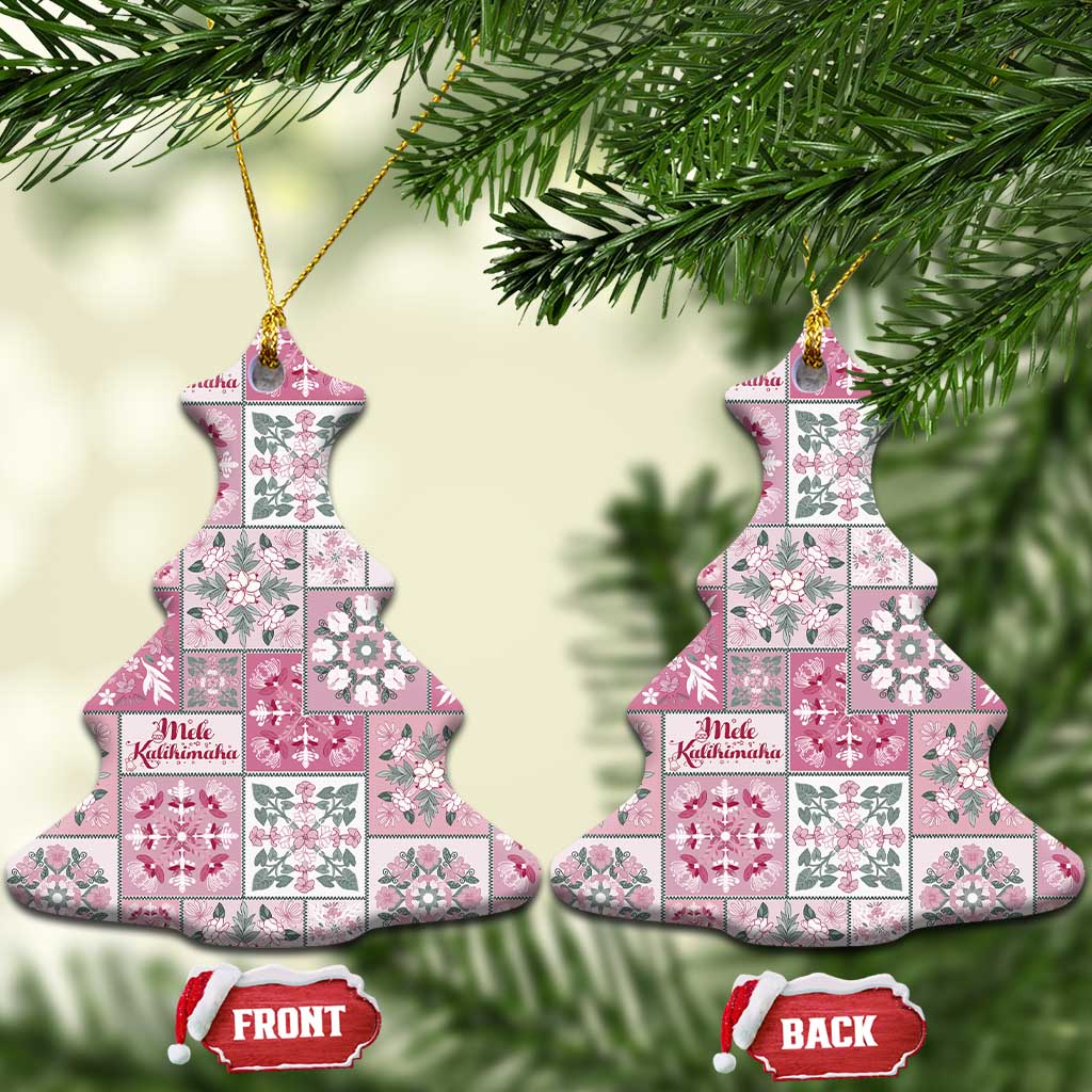 Mele Kalikimaka Hawaii Christmas Ceramic Ornament Akala Seamless Floral Motif LT9 Christmas Tree Pink - Polynesian Pride