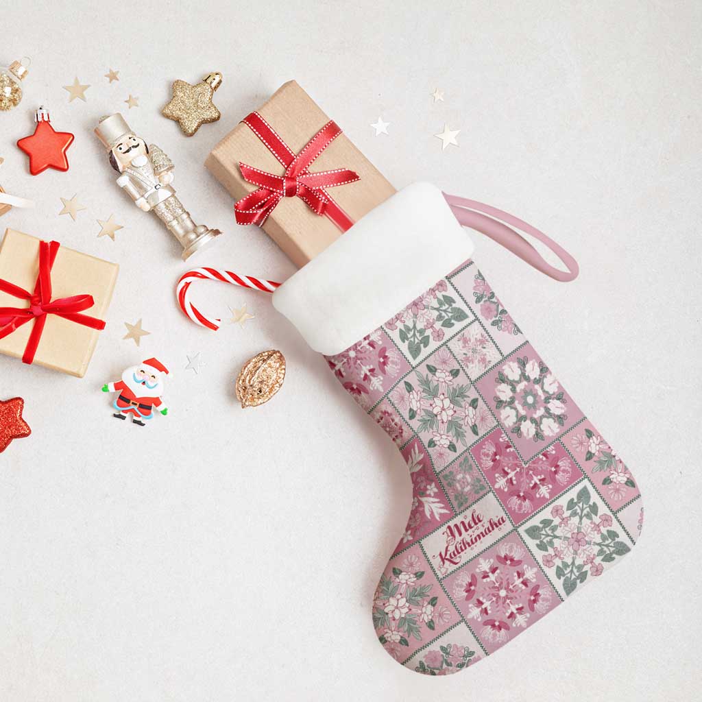 Mele Kalikimaka Hawaii Christmas Stocking Akala Seamless Floral Motif LT9 - Polynesian Pride