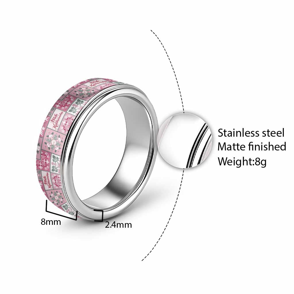 Mele Kalikimaka Hawaii Christmas Classic Ring Akala Seamless Floral Motif LT9 - Polynesian Pride