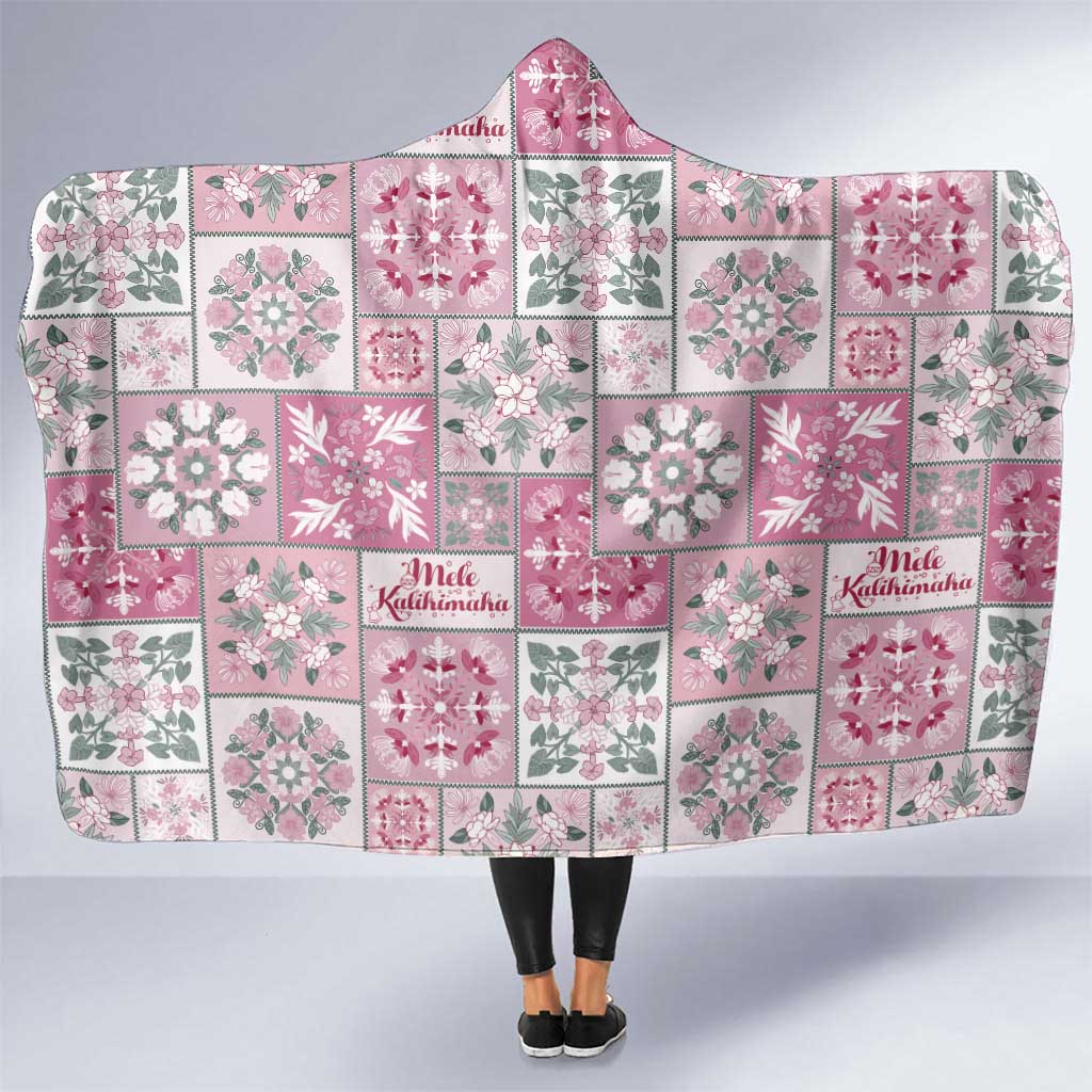 Mele Kalikimaka Hawaii Christmas Hooded Blanket Akala Seamless Floral Motif LT9 One Size Pink - Polynesian Pride