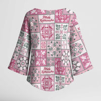 Mele Kalikimaka Hawaii Christmas Kimono Sleeve Blouse Akala Seamless Floral Motif LT9 - Polynesian Pride
