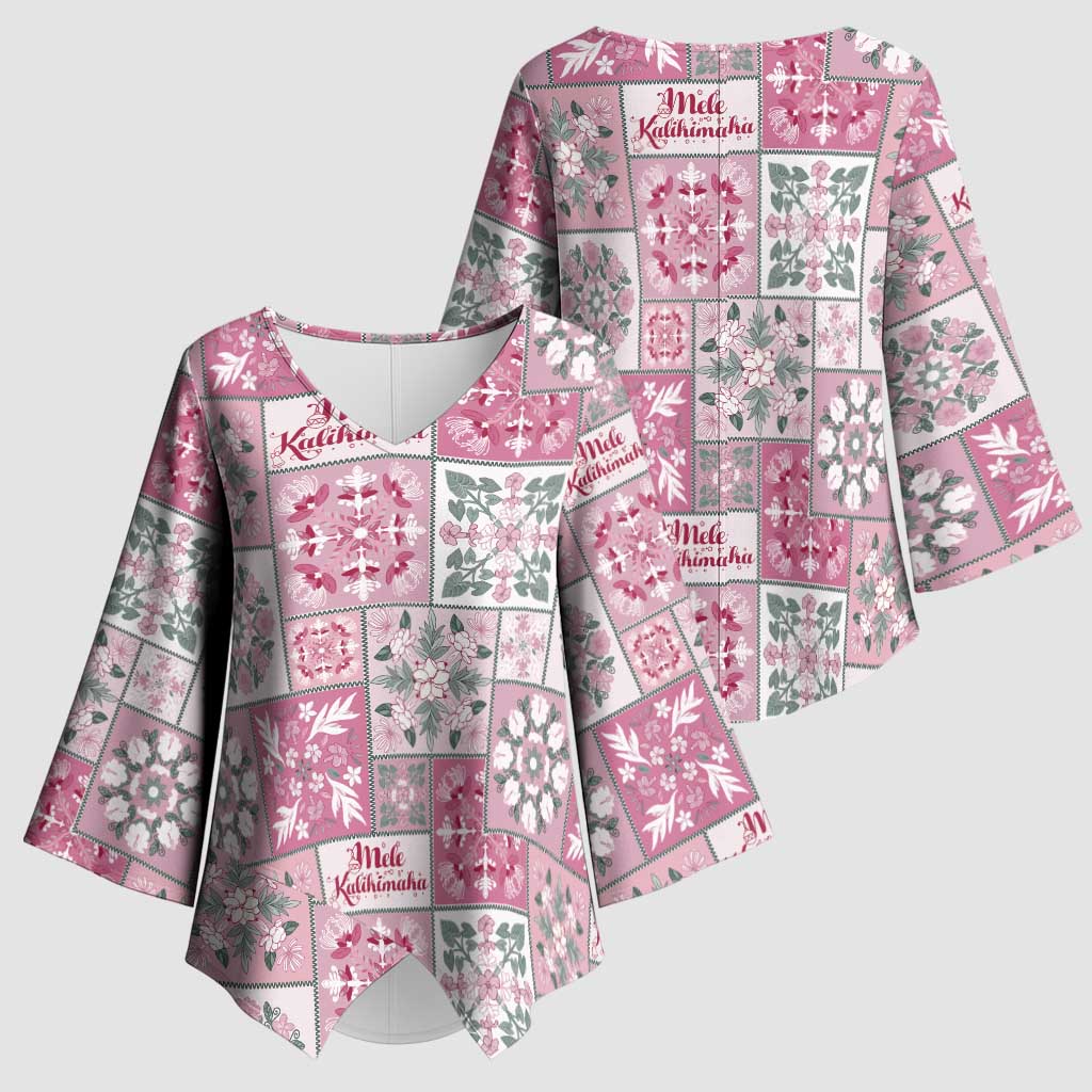 Mele Kalikimaka Hawaii Christmas Kimono Sleeve Blouse Akala Seamless Floral Motif LT9 - Polynesian Pride