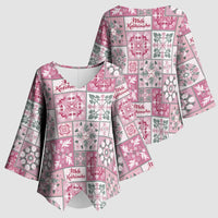 Mele Kalikimaka Hawaii Christmas Kimono Sleeve Blouse Akala Seamless Floral Motif LT9 - Polynesian Pride