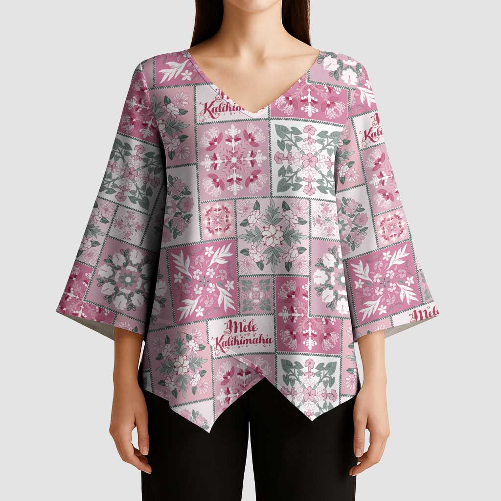 Mele Kalikimaka Hawaii Christmas Kimono Sleeve Blouse Akala Seamless Floral Motif LT9 - Polynesian Pride