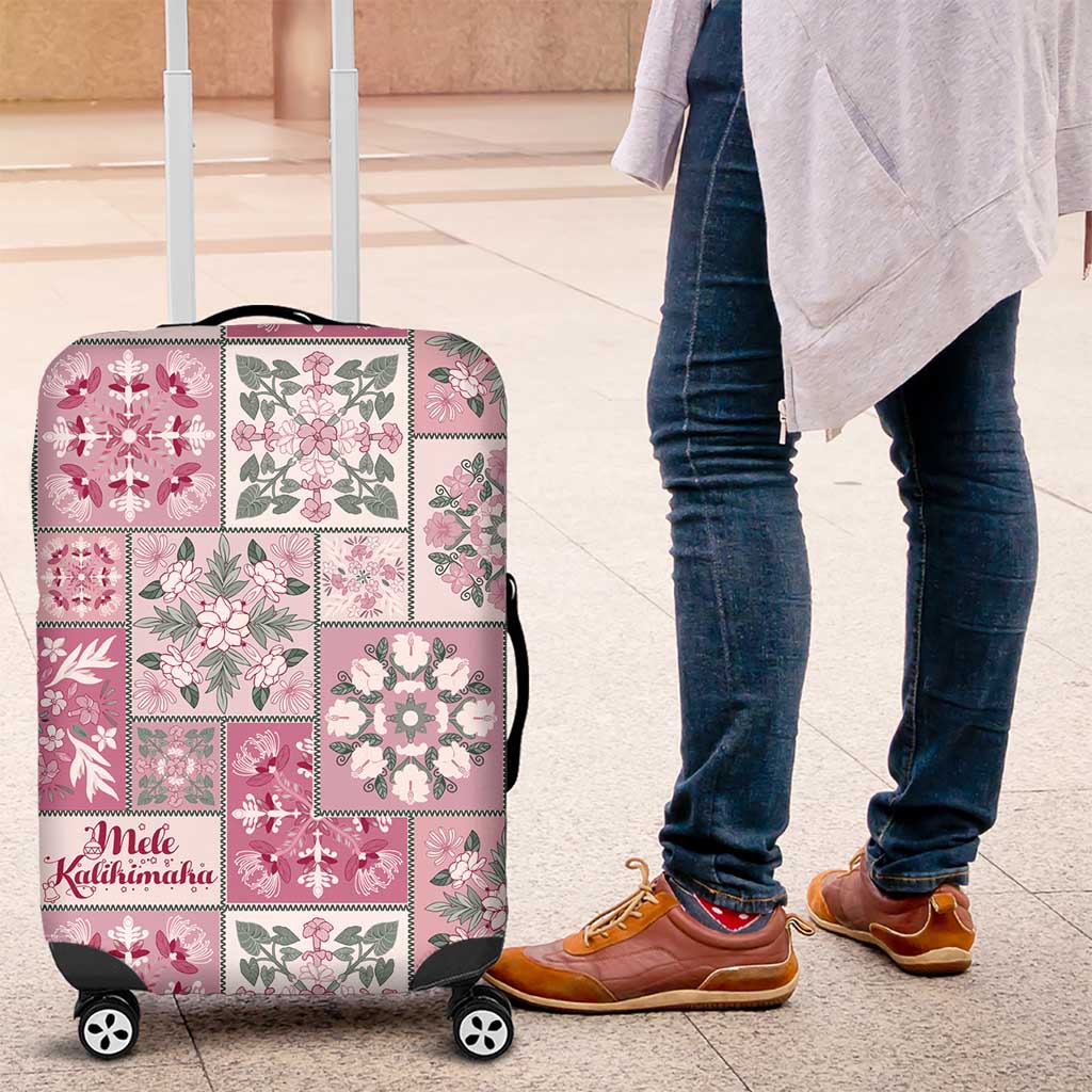 Mele Kalikimaka Hawaii Christmas Luggage Cover Akala Seamless Floral Motif LT9 Pink - Polynesian Pride