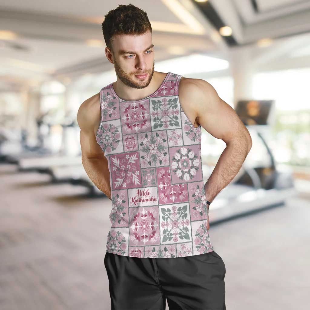 Mele Kalikimaka Hawaii Christmas Men Tank Top Akala Seamless Floral Motif LT9 Pink - Polynesian Pride