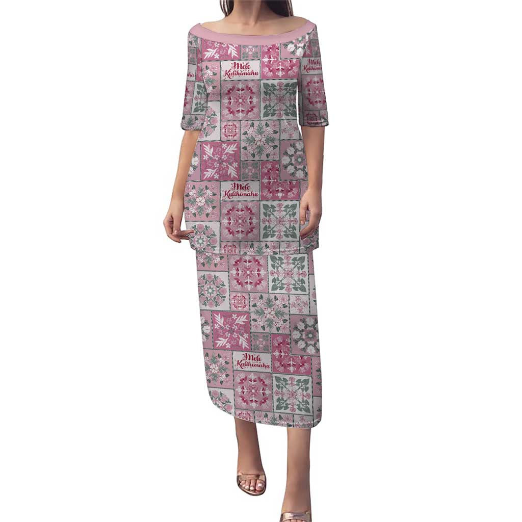 Mele Kalikimaka Hawaii Christmas Puletasi Akala Seamless Floral Motif LT9 Long Dress Pink - Polynesian Pride