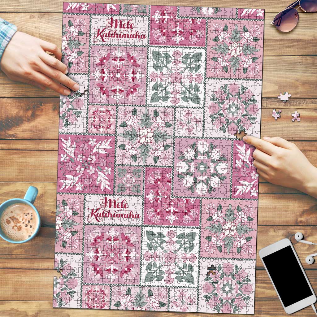 Mele Kalikimaka Hawaii Christmas Puzzle Akala Seamless Floral Motif LT9 Pink - Polynesian Pride