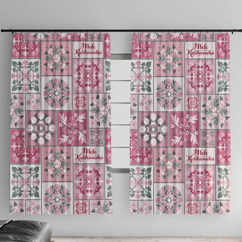 Mele Kalikimaka Hawaii Christmas Window Curtain Akala Seamless Floral Motif LT9 With Hooks Pink - Polynesian Pride