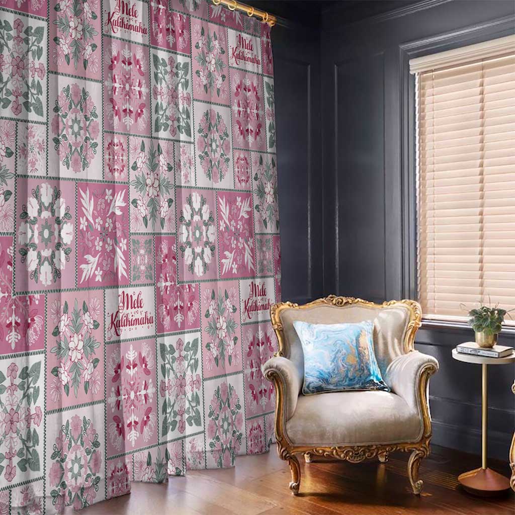 Mele Kalikimaka Hawaii Christmas Window Curtain Akala Seamless Floral Motif LT9 - Polynesian Pride