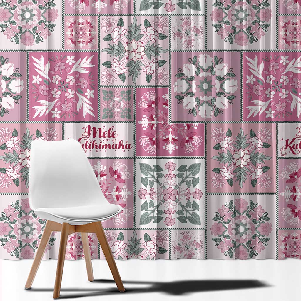 Mele Kalikimaka Hawaii Christmas Window Curtain Akala Seamless Floral Motif LT9 - Polynesian Pride