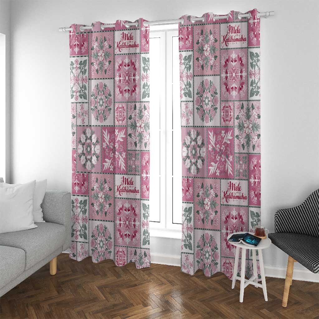 Mele Kalikimaka Hawaii Christmas Window Curtain Akala Seamless Floral Motif LT9 With Grommets Pink - Polynesian Pride