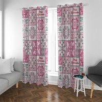 Mele Kalikimaka Hawaii Christmas Window Curtain Akala Seamless Floral Motif LT9 With Grommets Pink - Polynesian Pride