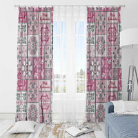 Mele Kalikimaka Hawaii Christmas Window Curtain Akala Seamless Floral Motif LT9 - Polynesian Pride