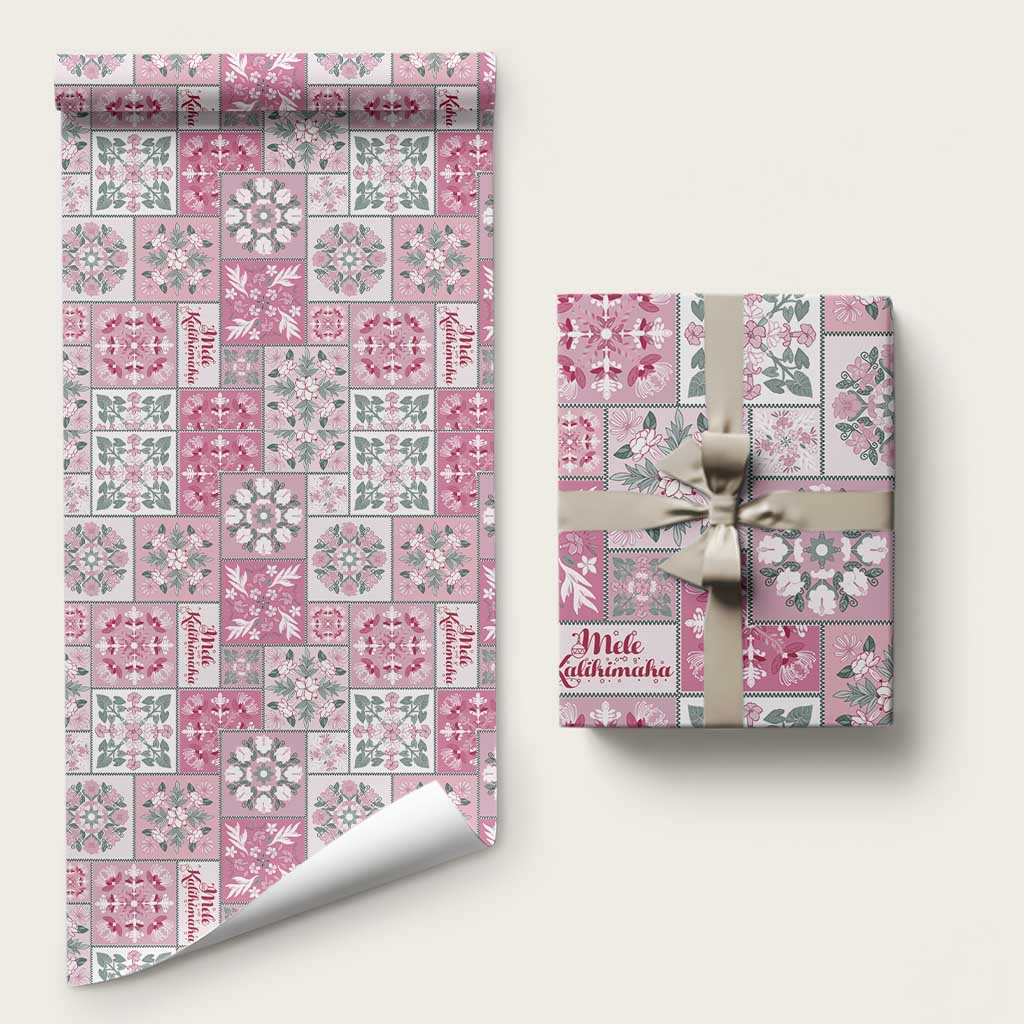 Mele Kalikimaka Hawaii Christmas Wrapping Paper Akala Seamless Floral Motif LT9 58" × 23" Pink - Polynesian Pride