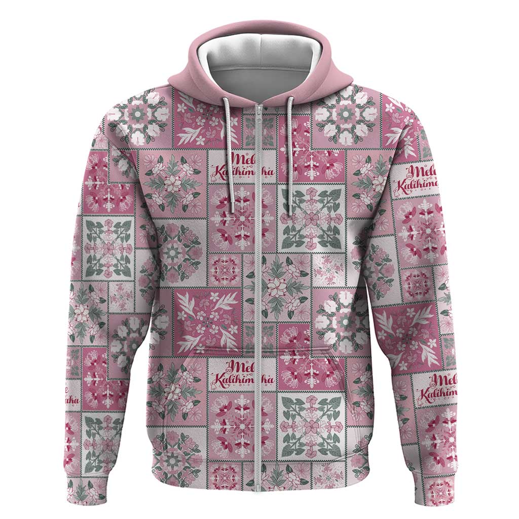 Mele Kalikimaka Hawaii Christmas Zip Hoodie Akala Seamless Floral Motif LT9 Zip Hoodie Pink - Polynesian Pride