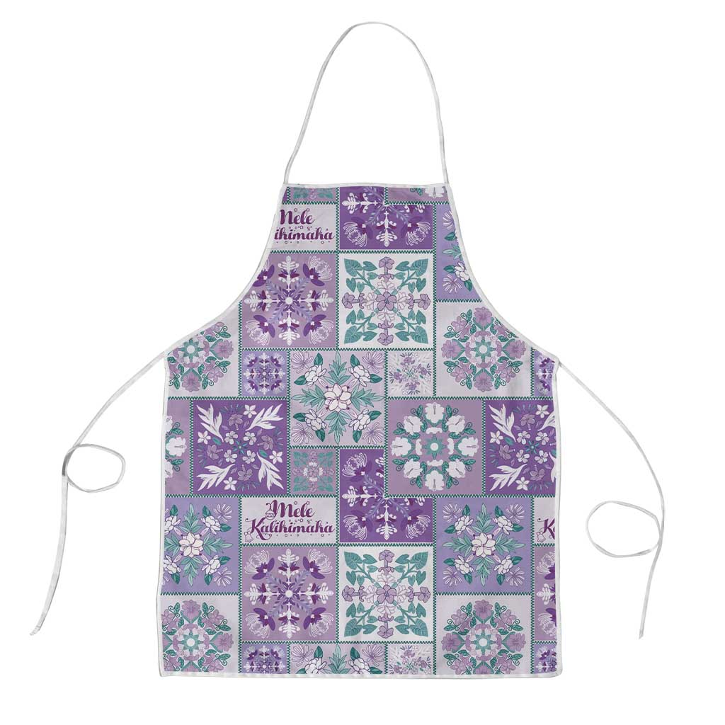 Mele Kalikimaka Hawaii Christmas Apron Poni Seamless Floral Motif LT9 Purple - Polynesian Pride