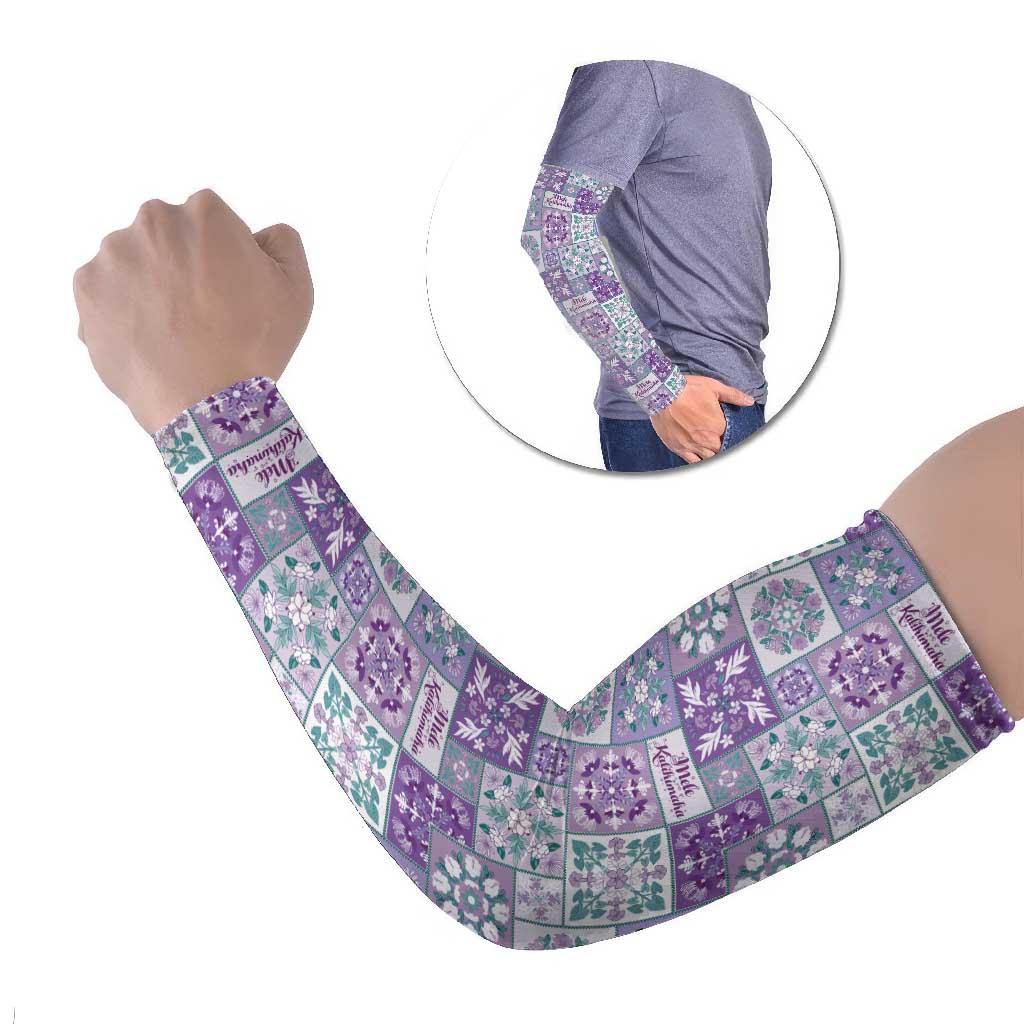 Mele Kalikimaka Hawaii Christmas Arm Sleeves Poni Seamless Floral Motif LT9 Set of 2 Purple - Polynesian Pride