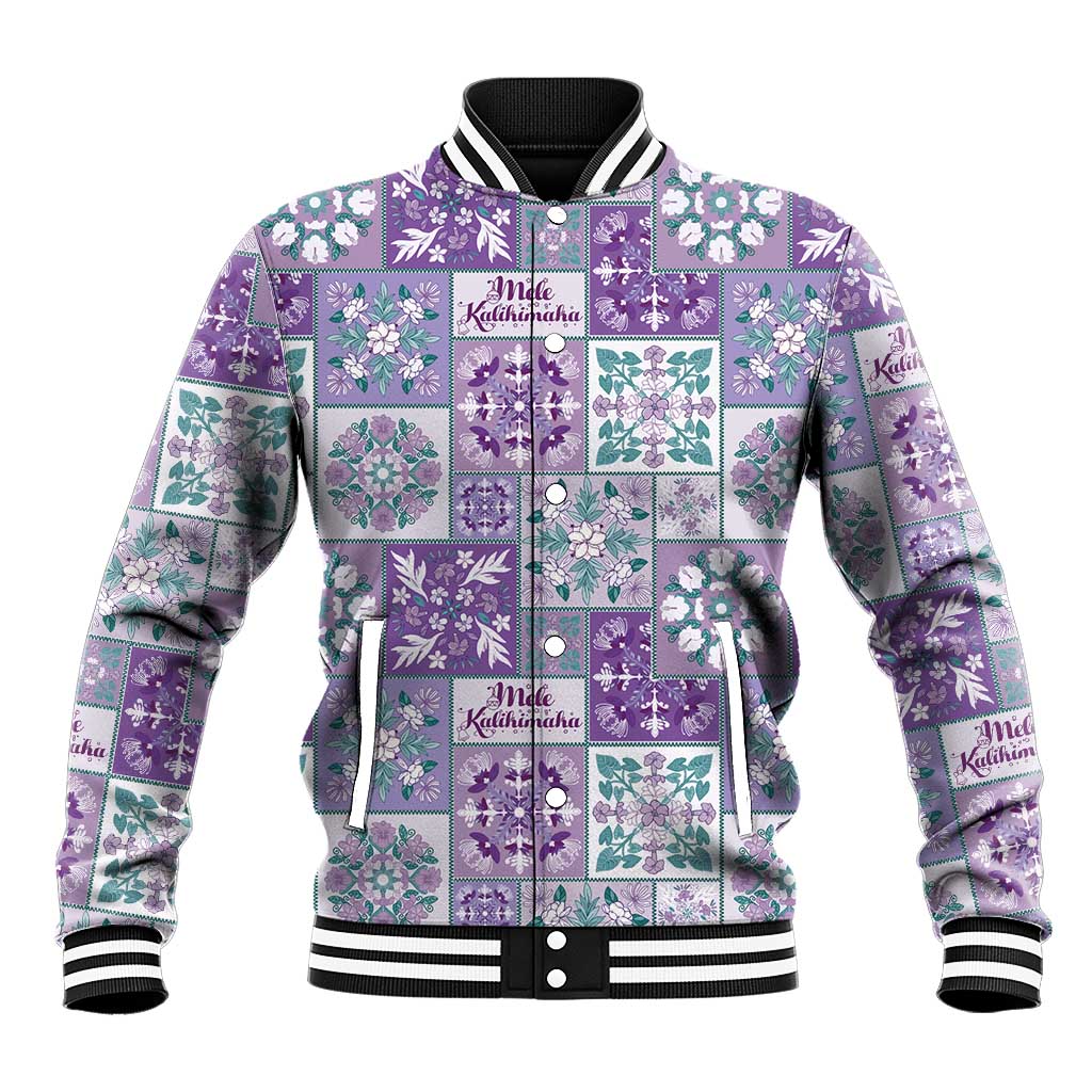 Mele Kalikimaka Hawaii Christmas Baseball Jacket Poni Seamless Floral Motif LT9 Unisex Purple - Polynesian Pride