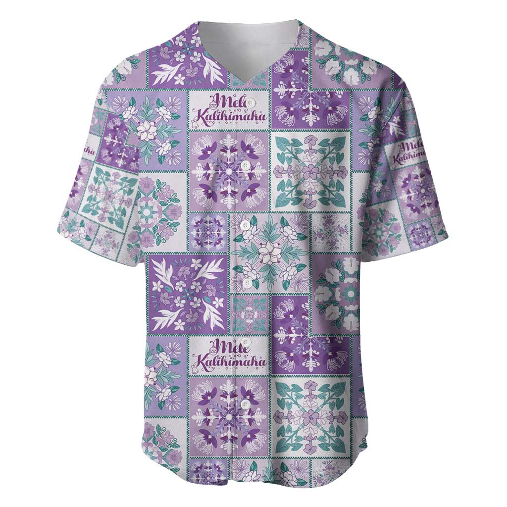 Mele Kalikimaka Hawaii Christmas Baseball Jersey Poni Seamless Floral Motif LT9 Purple - Polynesian Pride