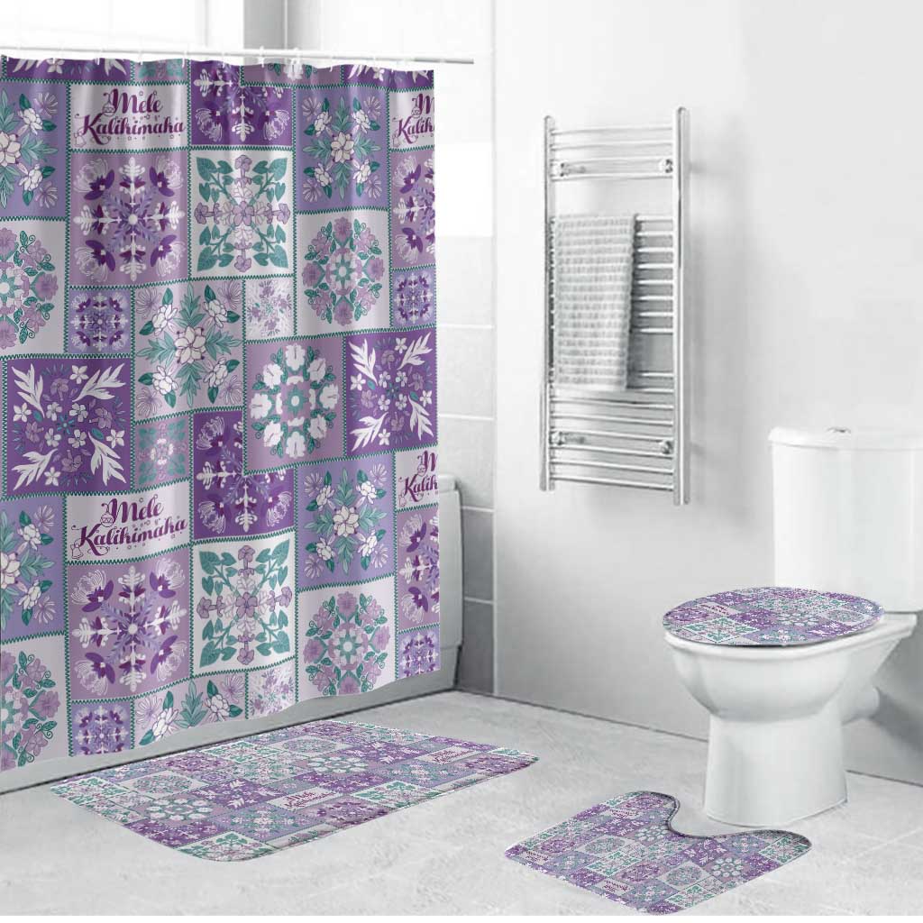 Mele Kalikimaka Hawaii Christmas Bathroom Set Poni Seamless Floral Motif LT9 Bathroom Set (4 pcs) Purple - Polynesian Pride