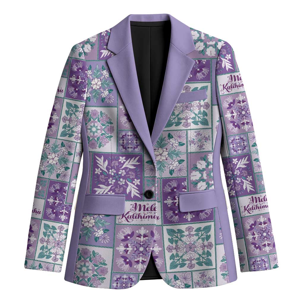 Mele Kalikimaka Hawaii Christmas Blazer Poni Seamless Floral Motif LT9 Unisex Purple - Polynesian Pride