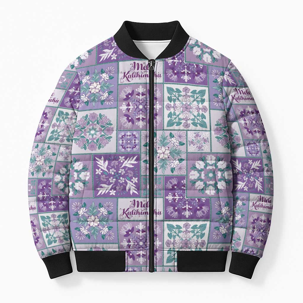 Mele Kalikimaka Hawaii Christmas Bomber Puffer Jacket Poni Seamless Floral Motif LT9 Unisex Purple - Polynesian Pride