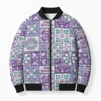Mele Kalikimaka Hawaii Christmas Bomber Puffer Jacket Poni Seamless Floral Motif LT9 Unisex Purple - Polynesian Pride