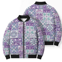 Mele Kalikimaka Hawaii Christmas Bomber Puffer Jacket Poni Seamless Floral Motif LT9 - Polynesian Pride