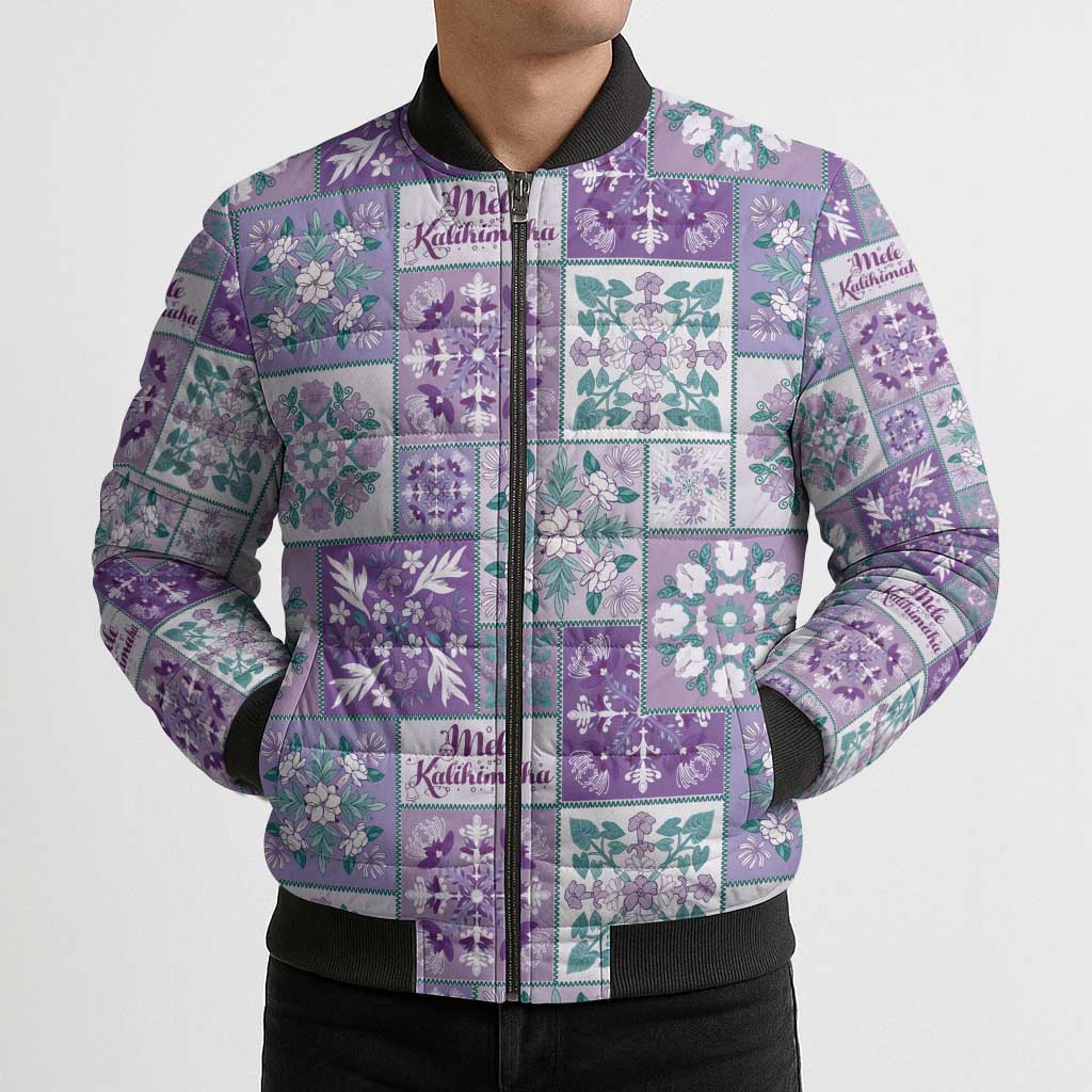 Mele Kalikimaka Hawaii Christmas Bomber Puffer Jacket Poni Seamless Floral Motif LT9 - Polynesian Pride