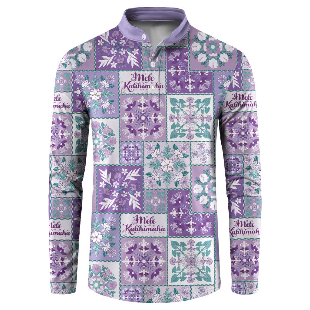 Mele Kalikimaka Hawaii Christmas Button Sweatshirt Poni Seamless Floral Motif LT9 Purple - Polynesian Pride
