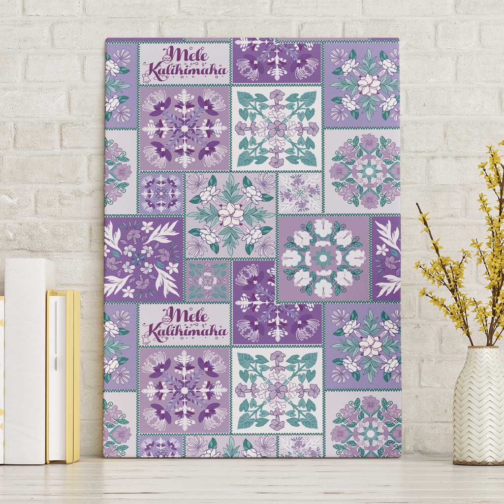 Mele Kalikimaka Hawaii Christmas Canvas Wall Art Poni Seamless Floral Motif LT9 Without Frame Purple - Polynesian Pride
