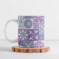 Mele Kalikimaka Hawaii Christmas Ceramic Mug Poni Seamless Floral Motif LT9 Purple - Polynesian Pride
