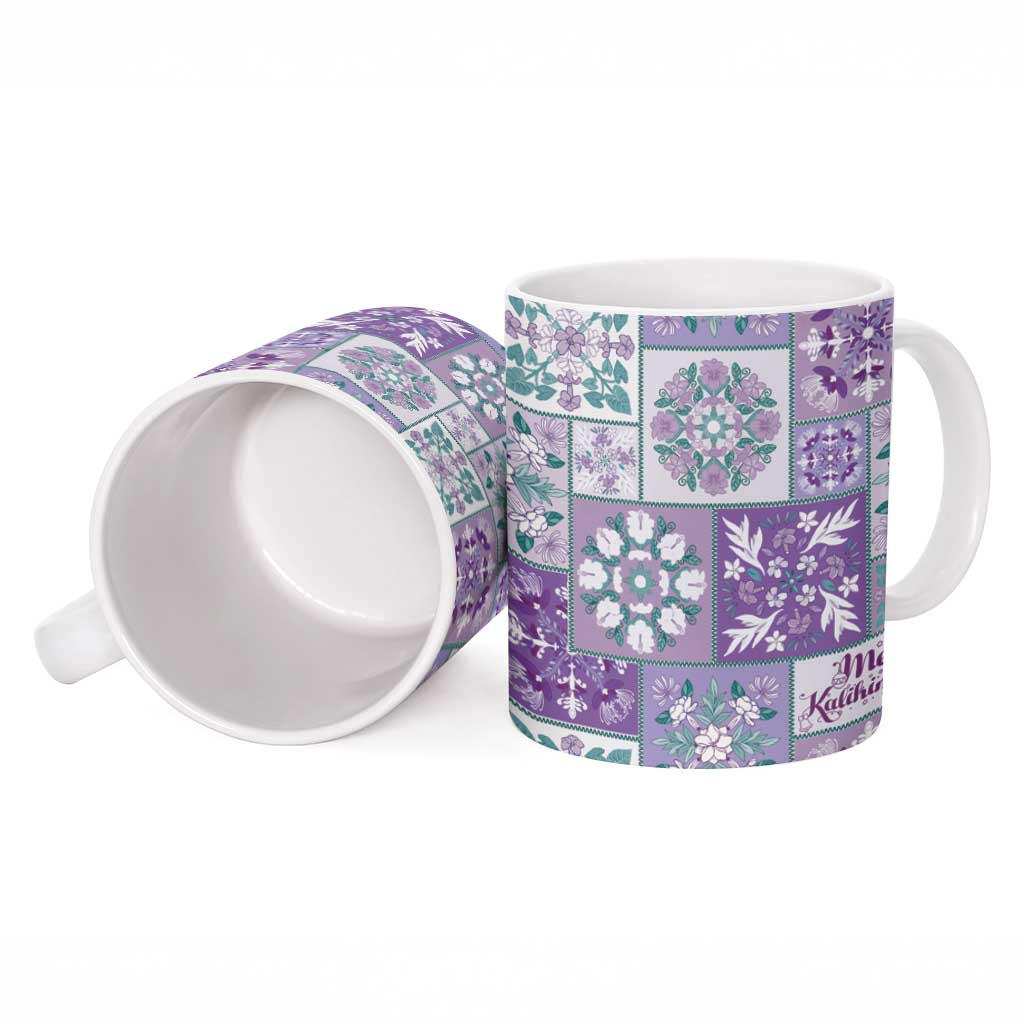 Mele Kalikimaka Hawaii Christmas Ceramic Mug Poni Seamless Floral Motif LT9 - Polynesian Pride