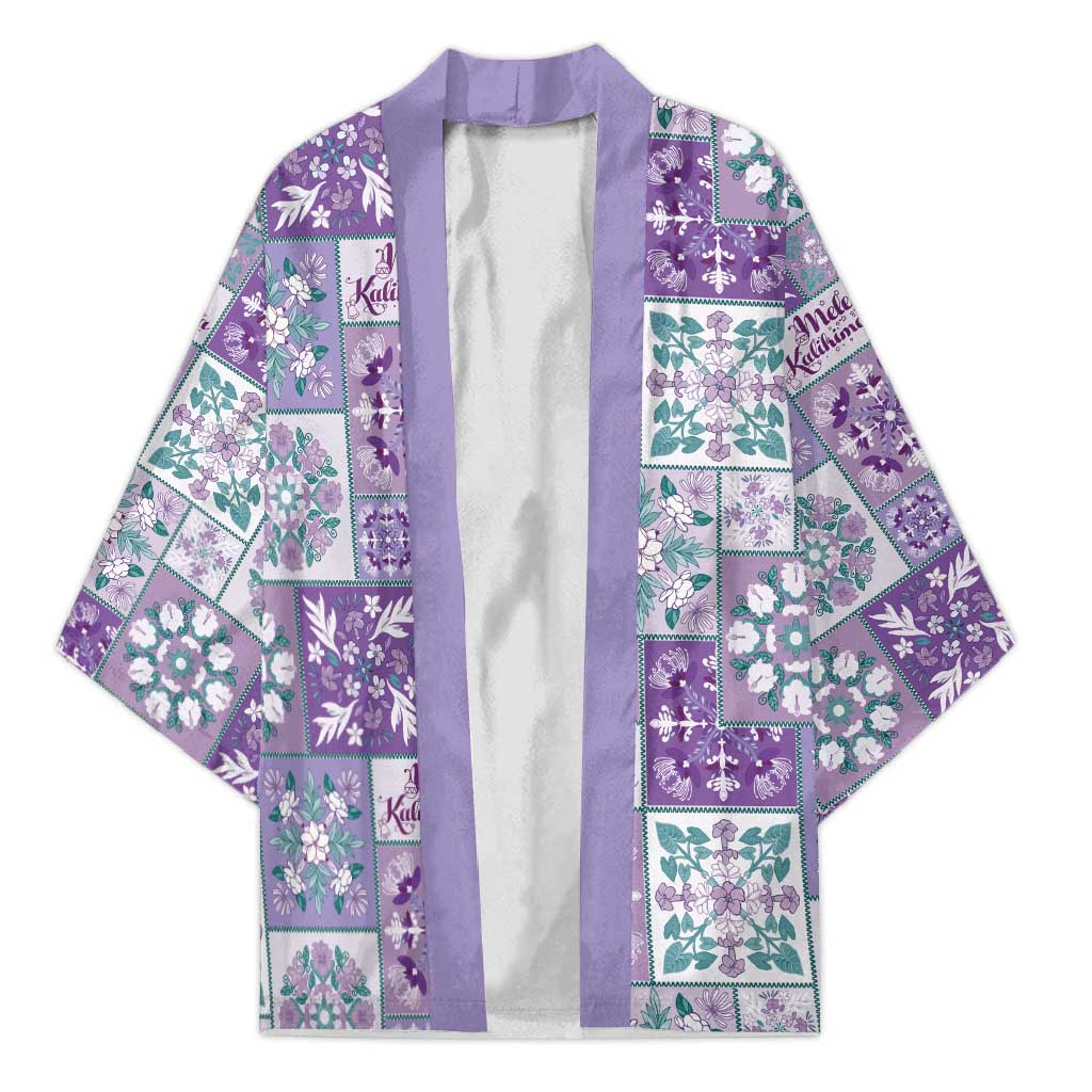 Mele Kalikimaka Hawaii Christmas Kimono Poni Seamless Floral Motif LT9 Unisex Purple - Polynesian Pride