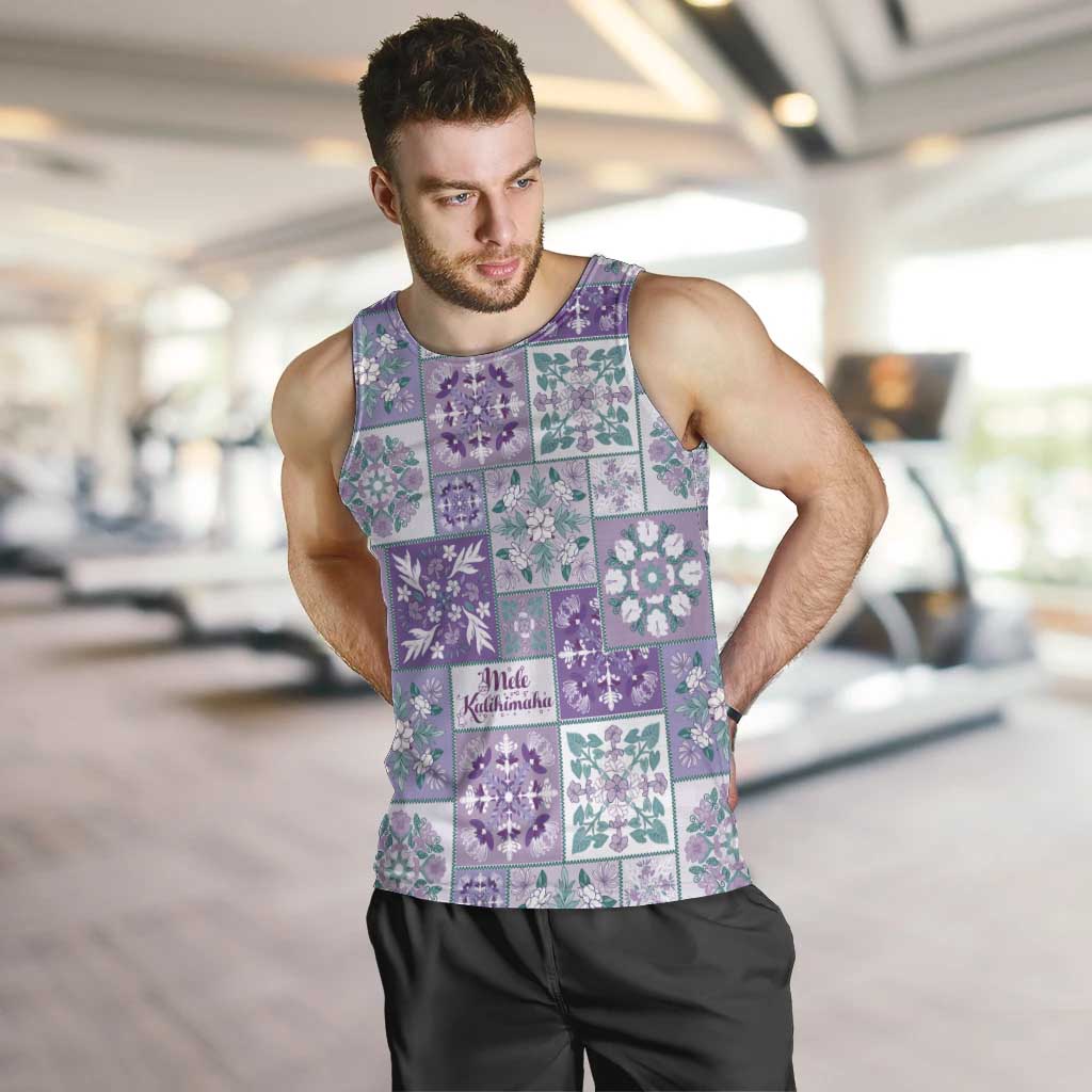 Mele Kalikimaka Hawaii Christmas Men Tank Top Poni Seamless Floral Motif LT9 Purple - Polynesian Pride