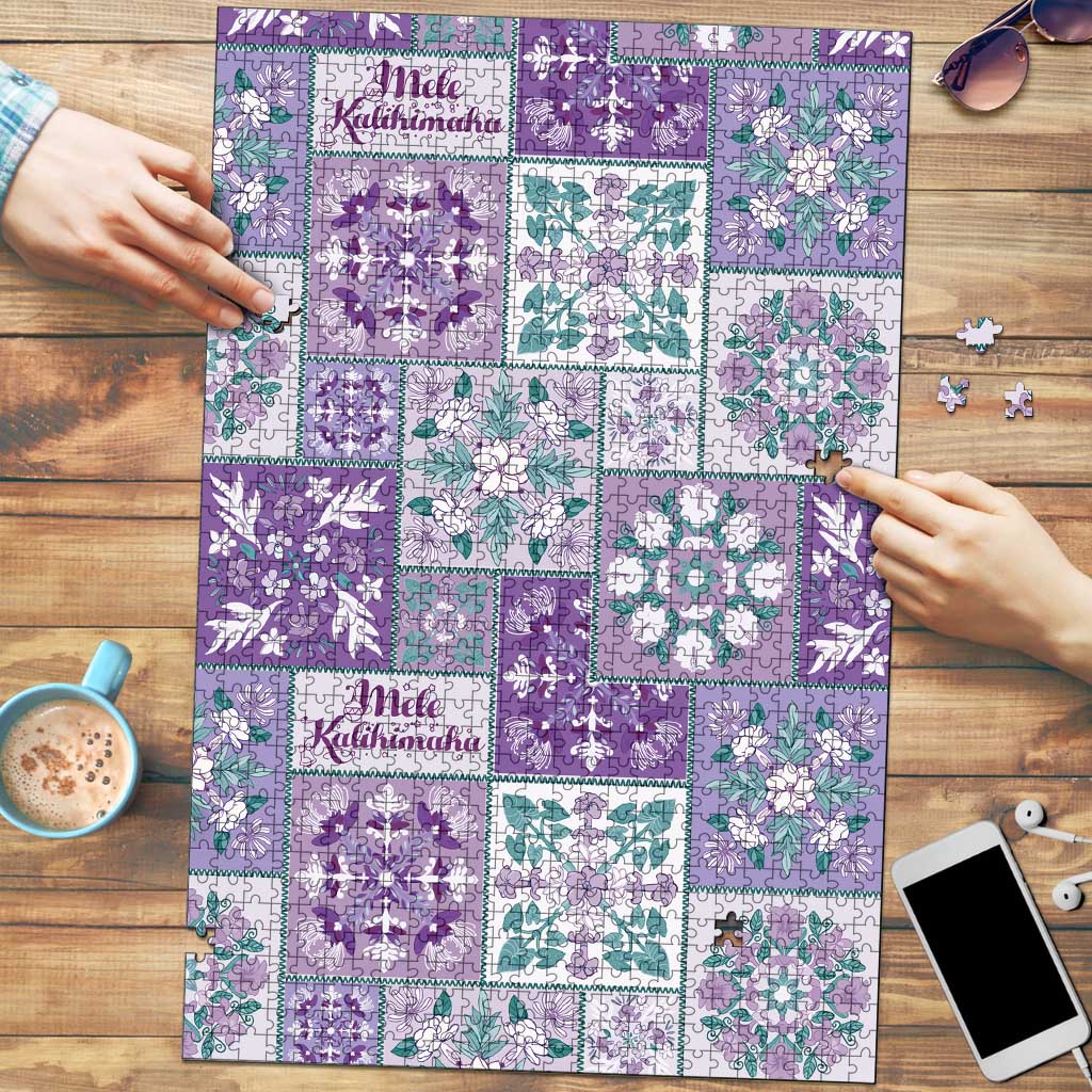 Mele Kalikimaka Hawaii Christmas Puzzle Poni Seamless Floral Motif LT9 Purple - Polynesian Pride